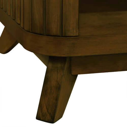 Sturdy solid wood leg construction of the Sip & Sort rectangular coffee table.