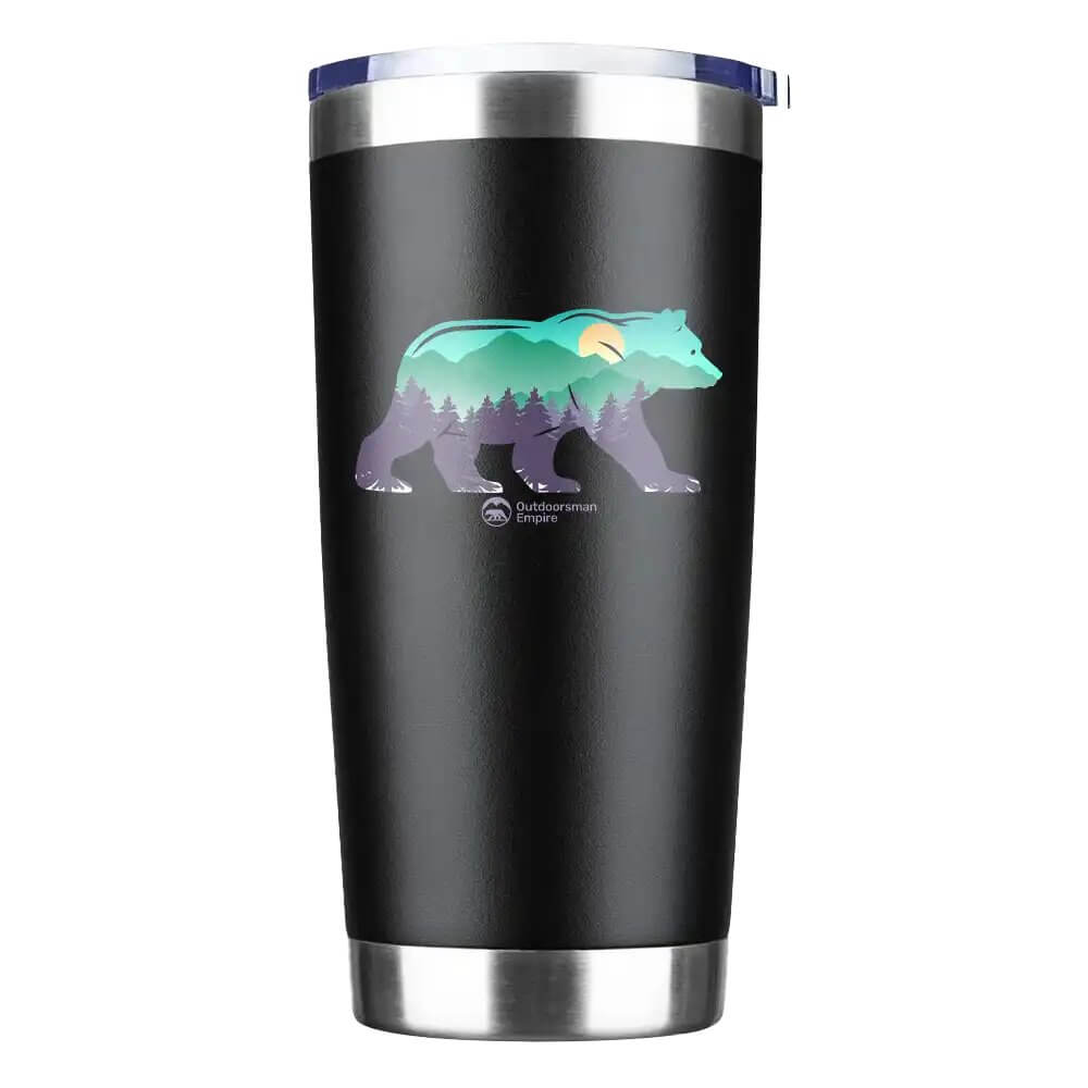 Bear 20oz insulated vacuum sealed stainless steel tumbler in silver