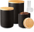 Yangbaga 3-piece black ceramic canister set in 84oz, 32oz, and 15oz sizes