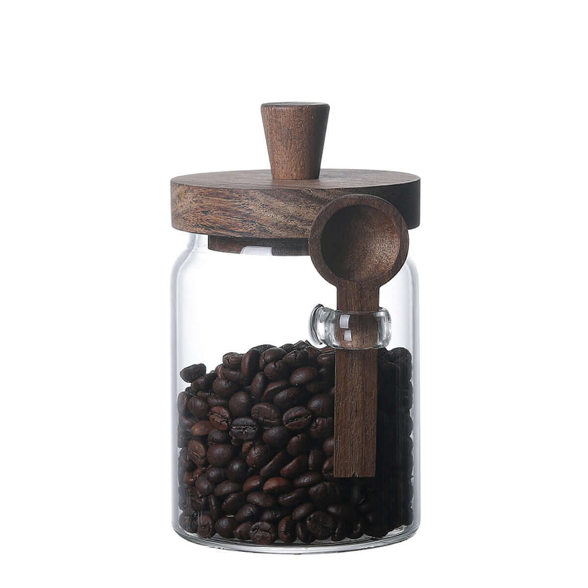 Set of 3 Glass Coffee & Sugar Jars with Bamboo Lids - 25oz Airtight Kitchen Canisters with Wooden Spoons