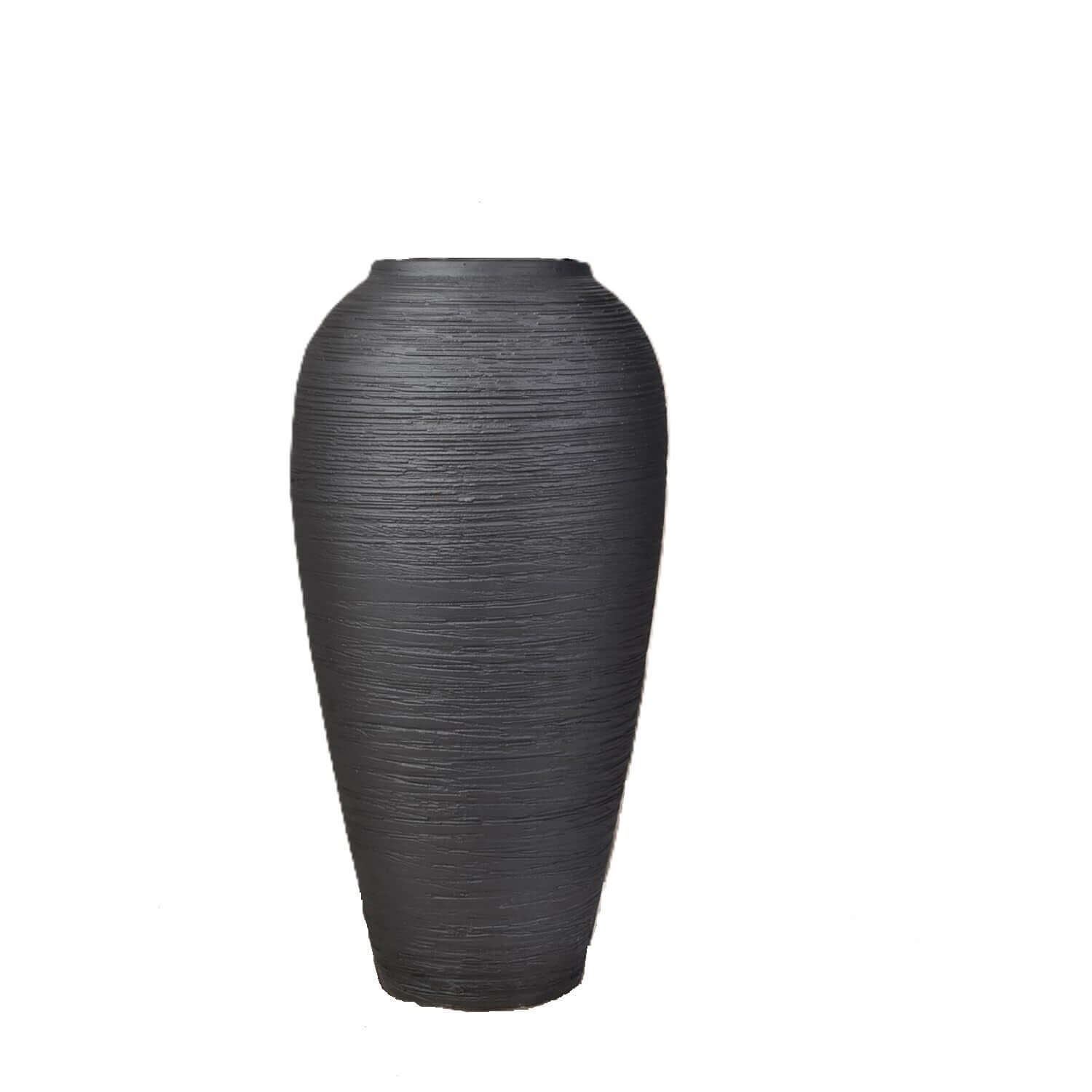 13.4 inch rustic black ceramic pedestal vase for farmhouse home decor centerpiece