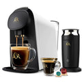 Premium L'OR Barista matte white coffee and espresso machine with milk frother set