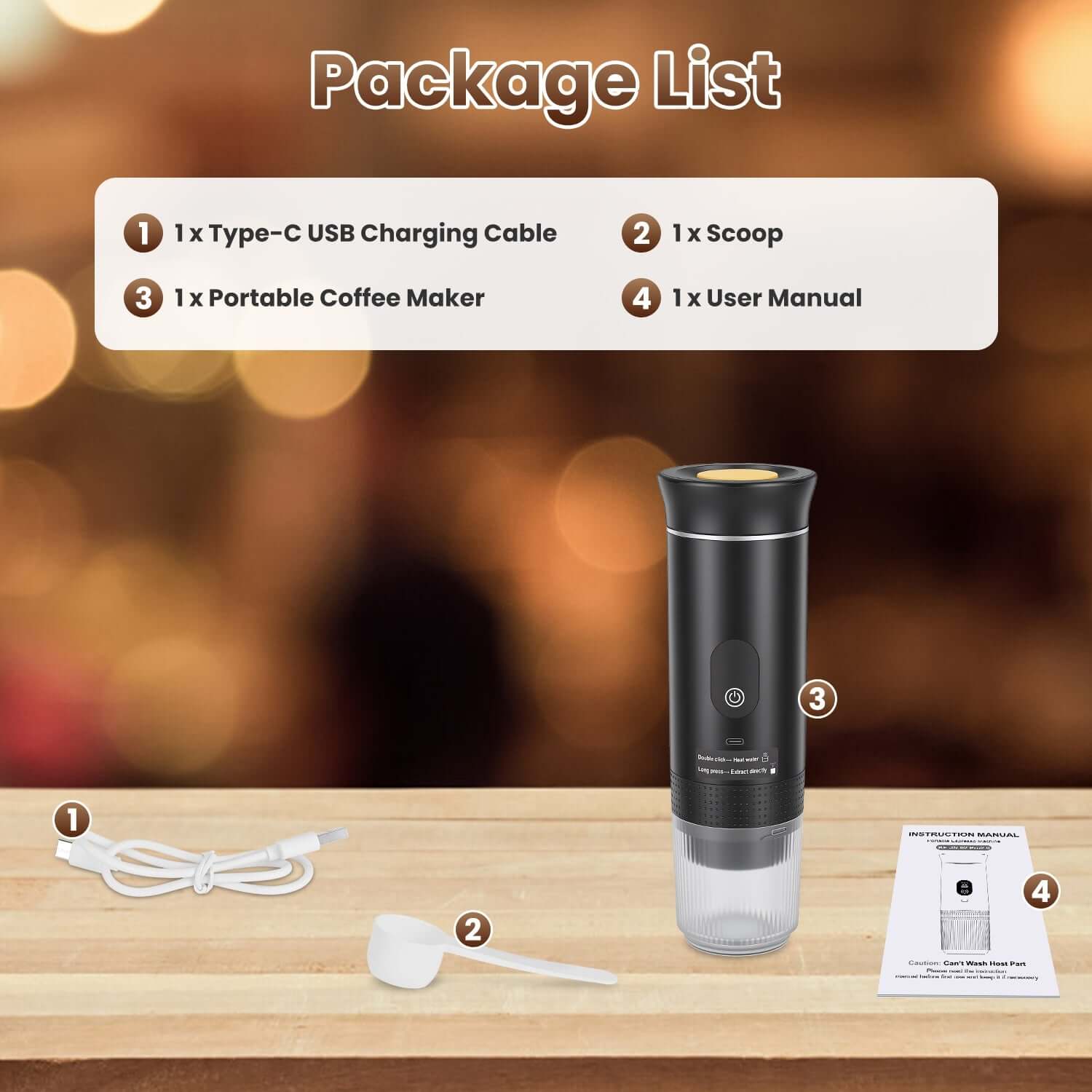 Long-lasting 7500mAh rechargeable battery for outdoor coffee brewing