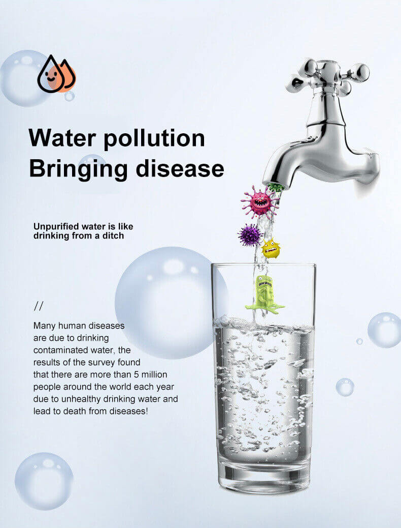 Image showing water pollution effects, highlighting disease risks from unpurified water and its dangers to health.