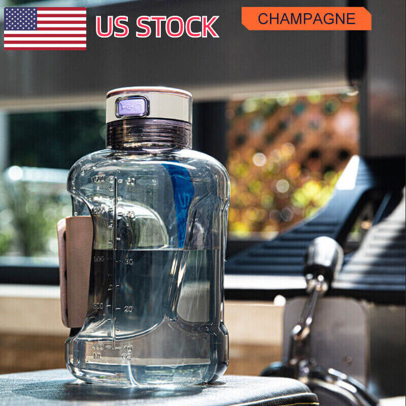 1.5L Hydrogen water generator bottle in champagne color, showcasing US stock, perfect for portable hydration.