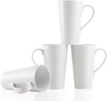 Set of 4 large 16oz tall ceramic coffee mugs with minimalist design on white background